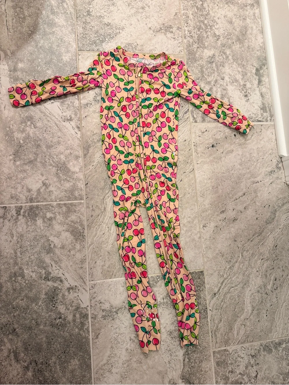 Posh Peanut Pink Cherry Print Footed One-Piece